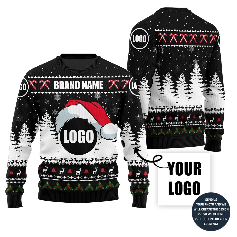 Unique Personalized Business Logo and Brand Name Ugly Christmas Sweater