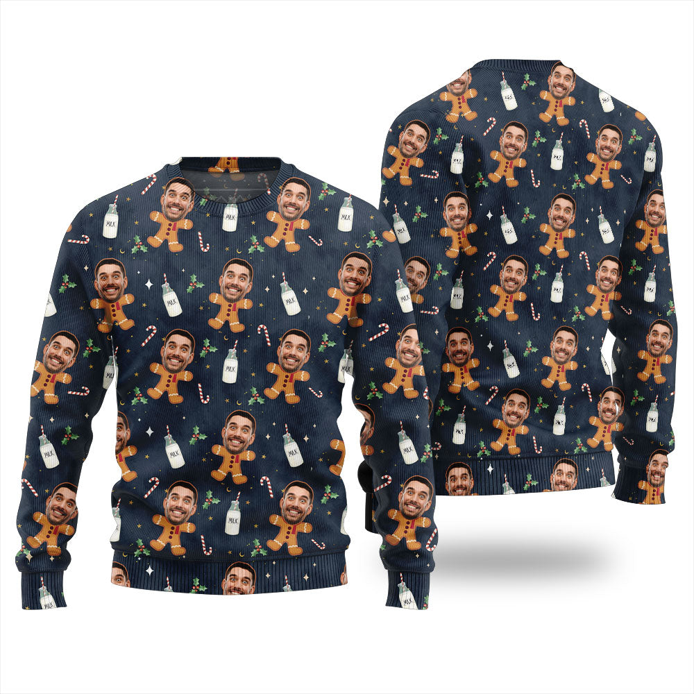 Unique Personalized Gingerbread Face Christmas Sweater