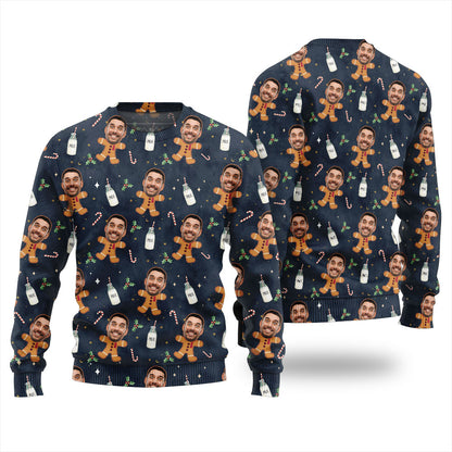 Unique Personalized Gingerbread Face Christmas Sweater