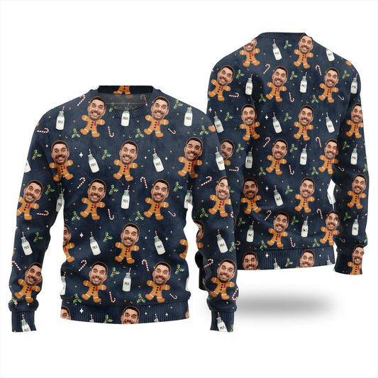 Unique Personalized Gingerbread Face Christmas Sweater