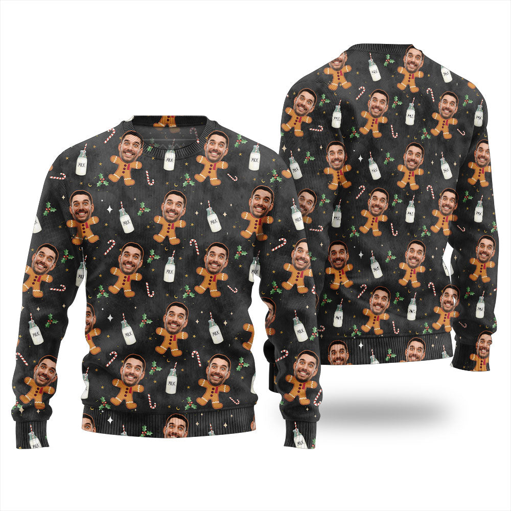 Unique Personalized Gingerbread Face Christmas Sweater