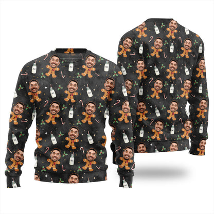 Unique Personalized Gingerbread Face Christmas Sweater