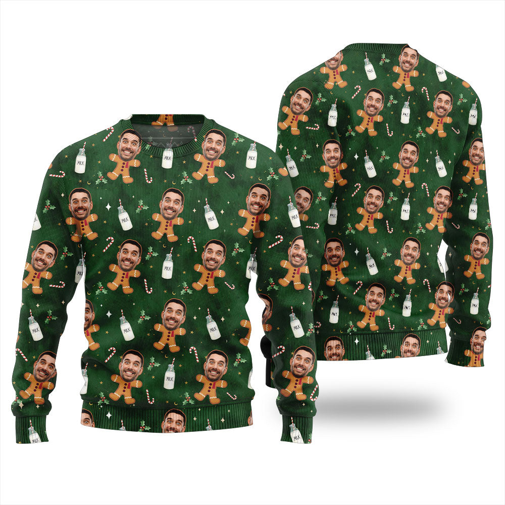 Unique Personalized Gingerbread Face Christmas Sweater