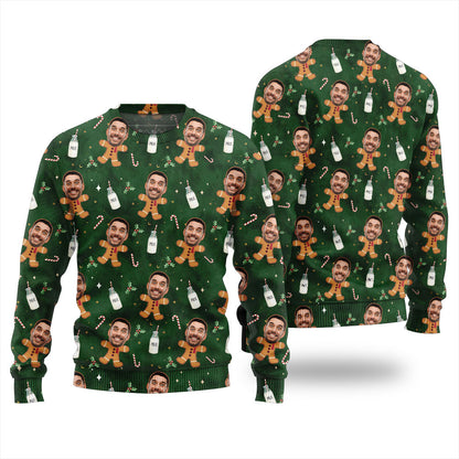 Unique Personalized Gingerbread Face Christmas Sweater