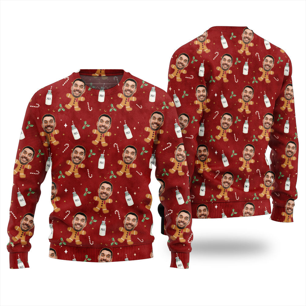 Unique Personalized Gingerbread Face Christmas Sweater