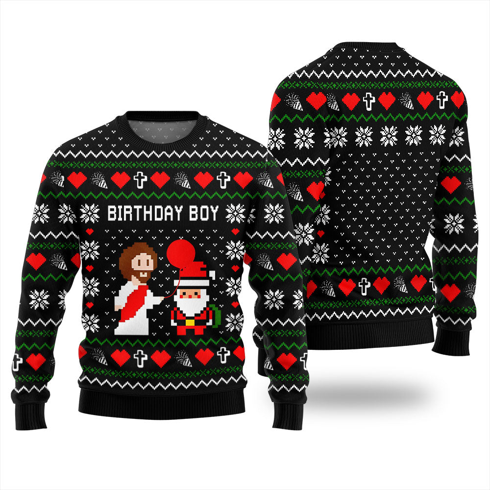 Unique Pixel Santa Jesus Funny Xmas Sweater
