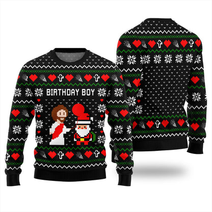 Unique Pixel Santa Jesus Funny Xmas Sweater