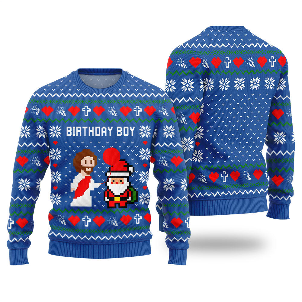 Unique Pixel Santa Jesus Funny Xmas Sweater