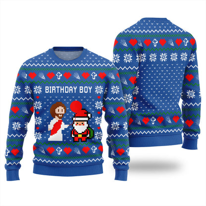 Unique Pixel Santa Jesus Funny Xmas Sweater