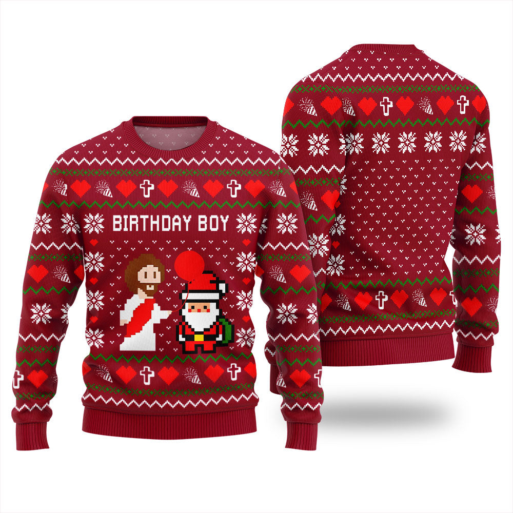 Unique Pixel Santa Jesus Funny Xmas Sweater