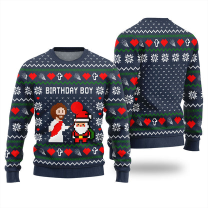 Unique Pixel Santa Jesus Funny Xmas Sweater