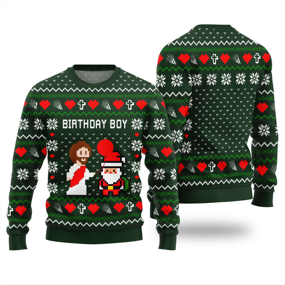 Unique Pixel Santa Jesus Funny Xmas Sweater