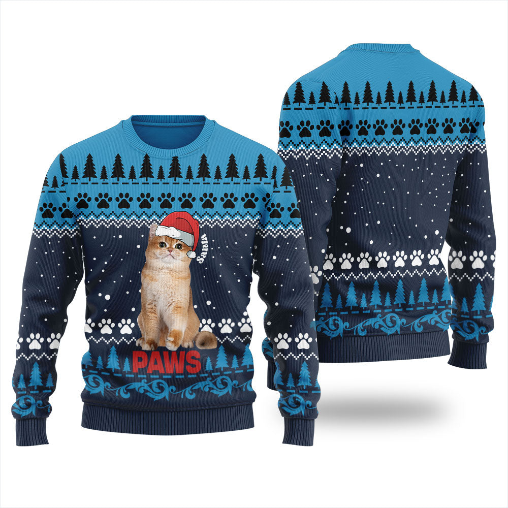Unique Santa Paws Personalized Pet Ugly Christmas Sweater For Men