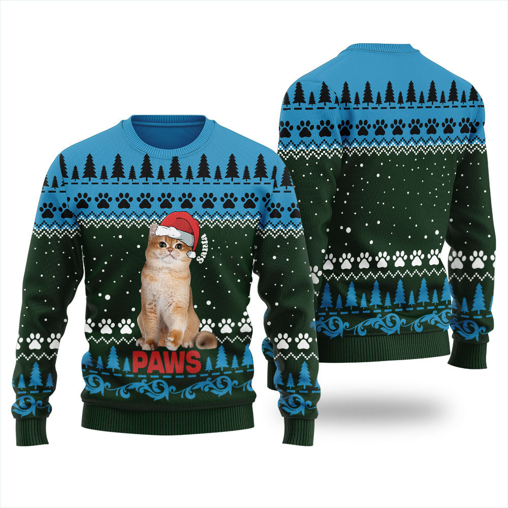 Unique Santa Paws Personalized Pet Ugly Christmas Sweater For Men