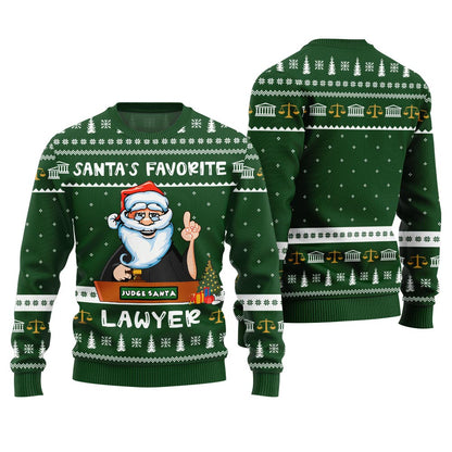Unique Santa's Favorite Lawyer Ugly Holiday Sweater Green