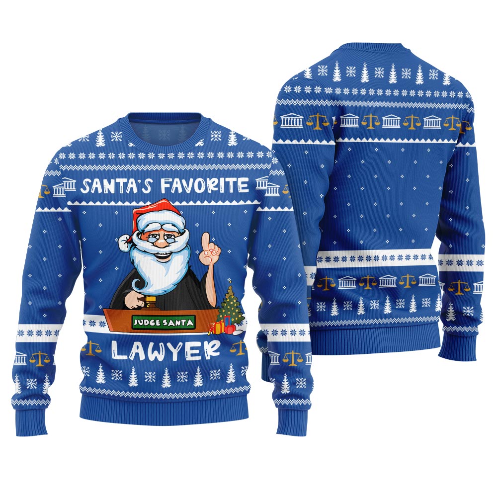 Unique Santa's Favorite Lawyer Ugly Sweater Royal