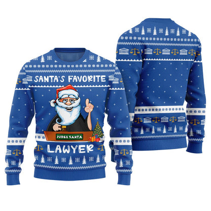 Unique Santa's Favorite Lawyer Ugly Sweater Royal