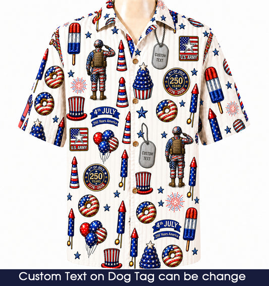 All US Army 4th July 250 Years Anniversary America Veteran Premium Unisex Hawaiian Shirt For Men and Women
