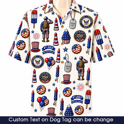 All US Army 4th July 250 Years Anniversary America Veteran Premium Unisex Hawaiian Shirt For Men and Women