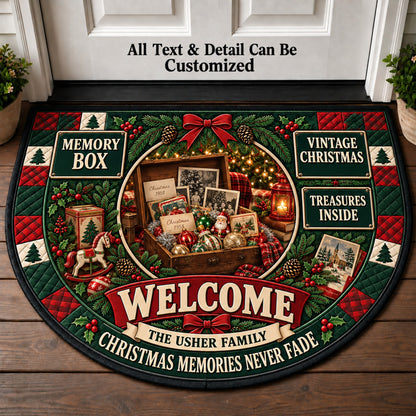 Unpacking Old Ornaments Personalized Half Round Mat | 5To9Vibe