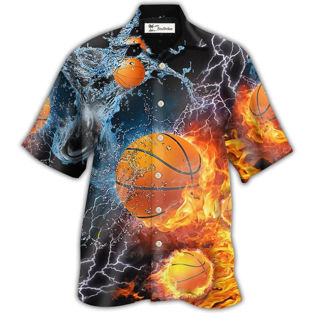 Hawaiian Shirt / Adults / S Basketball Fire And Water - Hawaiian Shirt 