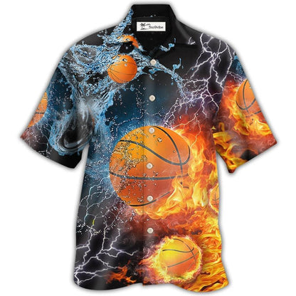 Hawaiian Shirt / Adults / S Basketball Fire And Water - Hawaiian Shirt 