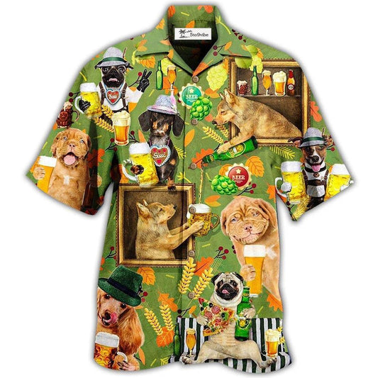 Hawaiian Shirt / Adults / S Beer Dogs Green Style - Hawaiian Shirt 