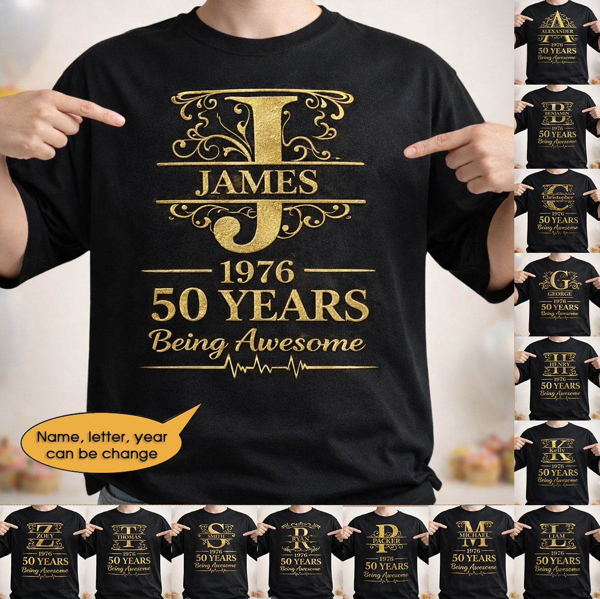 T-Shirt Age personalized name, year, letter for birthday Hot Sale