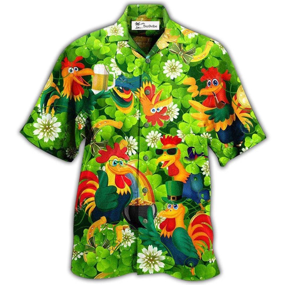 Hawaiian Shirt / Adults / S Chicken Roosters Bring Luck Shamrock - Hawaiian Shirt 