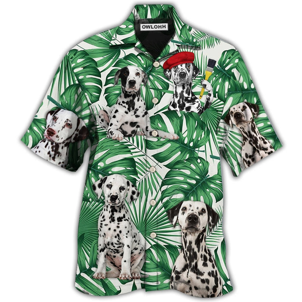 Hawaiian Shirt / Adults / S Dalmatian And Tropical Leaf - Hawaiian Shirt 