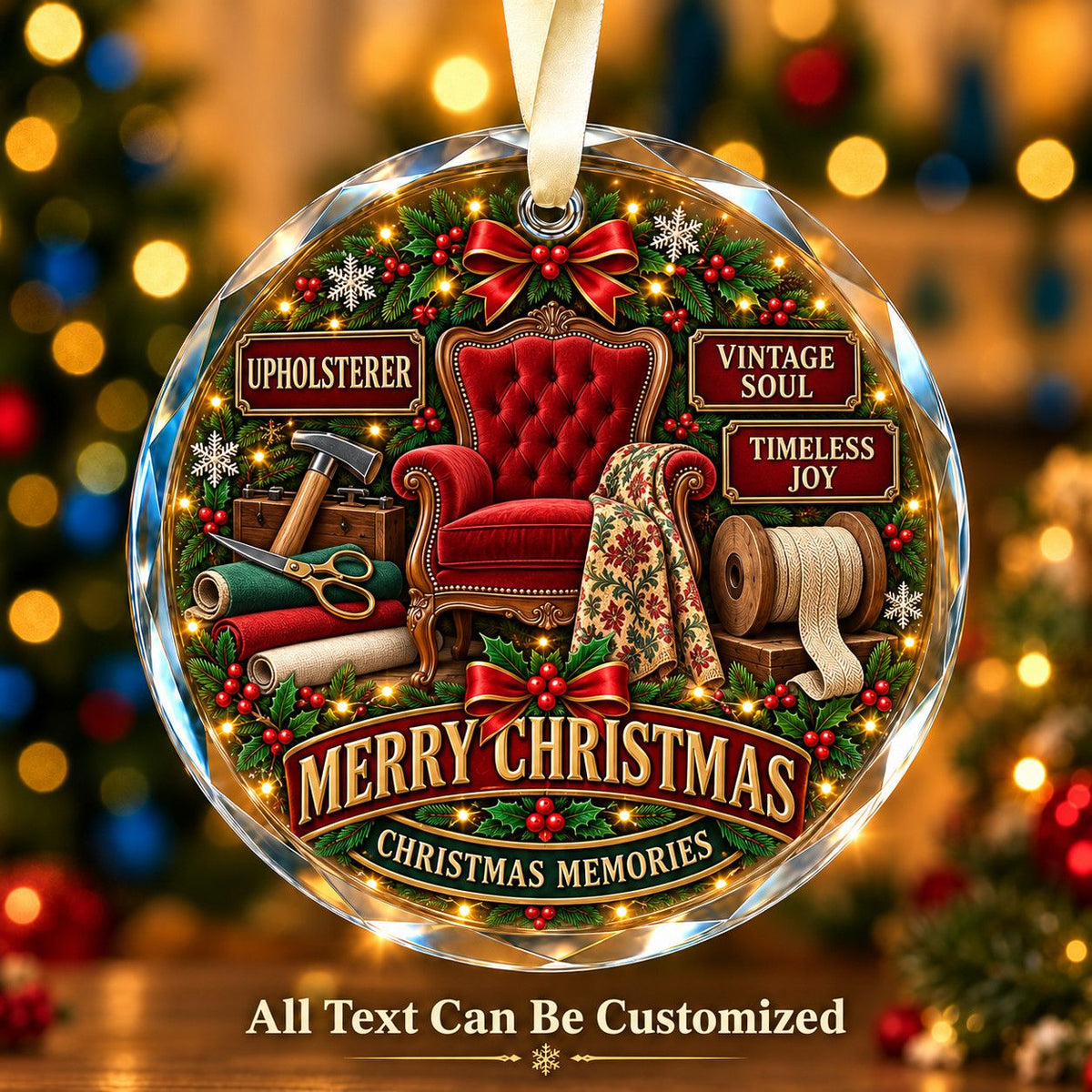 Upholsterer Personalized Glass Ornament | 5To9Vibe