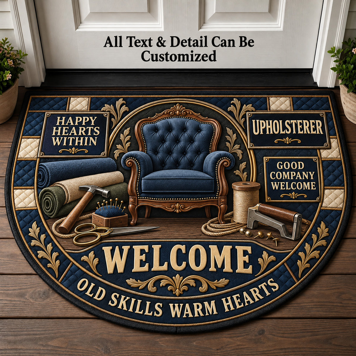 Upholsterer Personalized Half Round Mat | 5To9Vibe