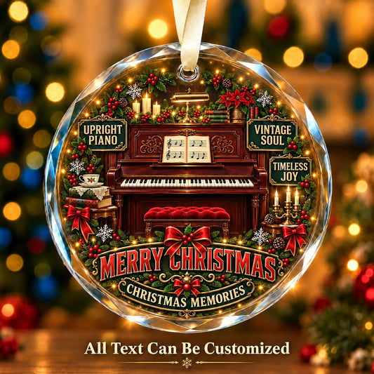 Upright Piano Personalized Glass Ornament | 5To9Vibe