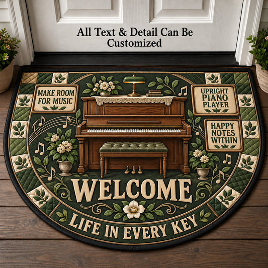 Upright Piano Player Personalized Half Round Mat | 5To9Vibe