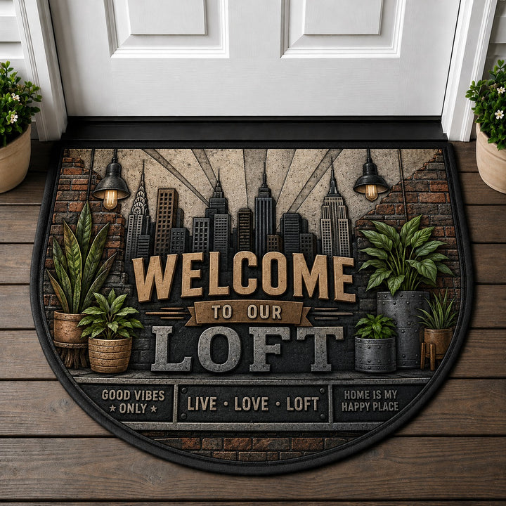 Welcome To Our Loft Doormat - Urban Loft City Skyline Industrial Welcome Mat - 5to9vibe