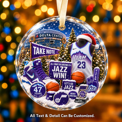 Utah Jazz Jersey Snow Globe Glass Ornament