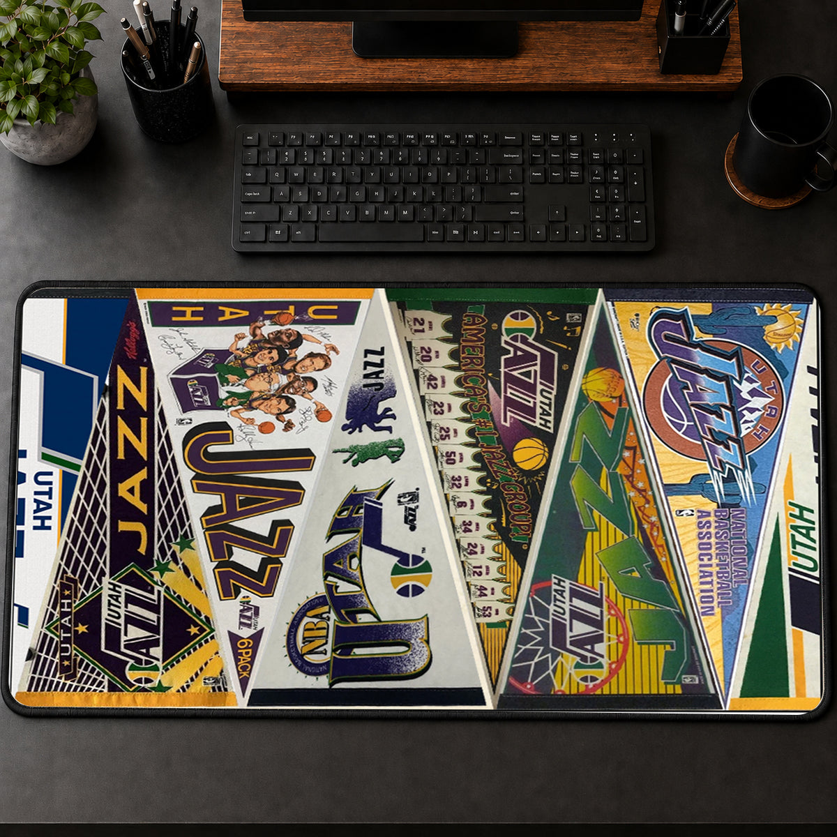All Basketball Teams Vintage Pennant Anniversary For Fans Desk Mat Mouse Pad Trending - 5to9vibe