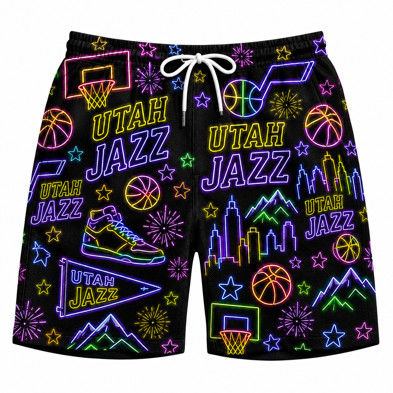 All Basketball Teams Neon Pattern Vibe Summer Party Button-Up Unisex Hawaiian Shirt For Men and Women