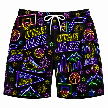 All Basketball Teams Neon Pattern Vibe Summer Party Button-Up Unisex Hawaiian Shirt For Men and Women