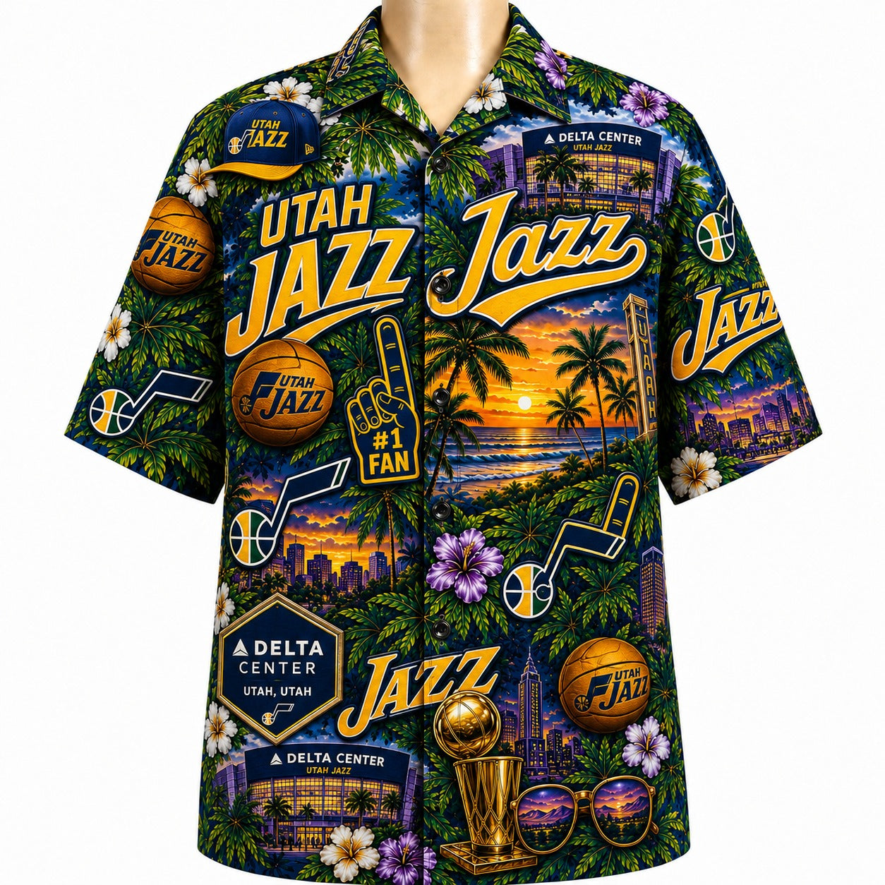 All Basketball Teams Tropical Sunset Paradise Pattern Vibe Summer Party Button-Up Unisex Hawaiian Shirt For Men and Women
