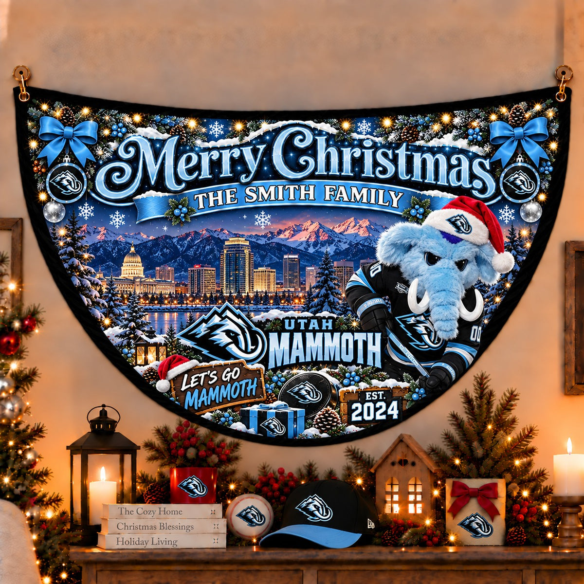 All Hockey Teams Personalized Christmas Night Bunting Flag - 5to9vibe