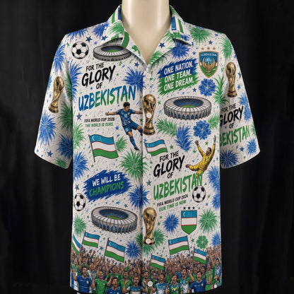 Camisa hawaiana unisex abotonada de fútbol Campeón de la Copa Mundial de todos los equipos para hombres y mujeres