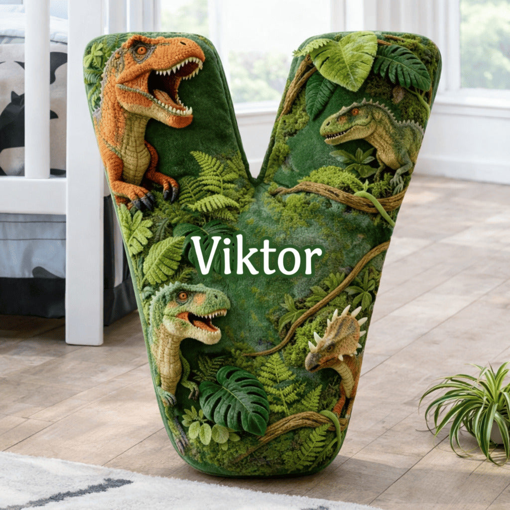 Dino and Princess Pillow Custom Name Gift  For Girls, Boys Irregular-Shaped Pillow Custom