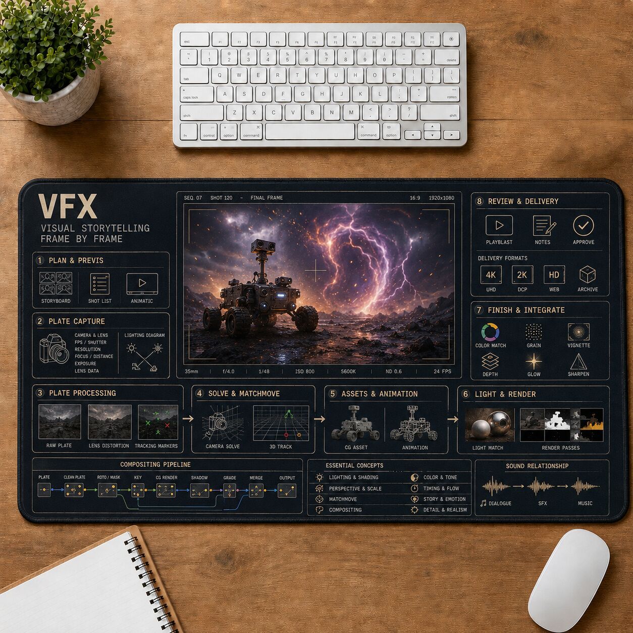 VFX Creative Reference Guide Desk Mat | 5To9Vibe