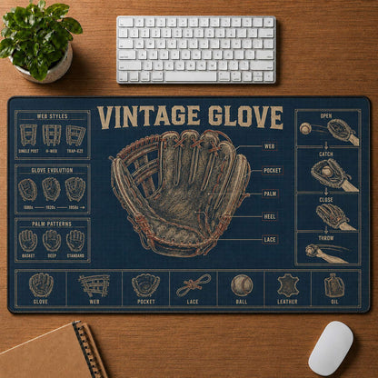Vintage Glove Blueprint Desk Mat | 5To9Vibe