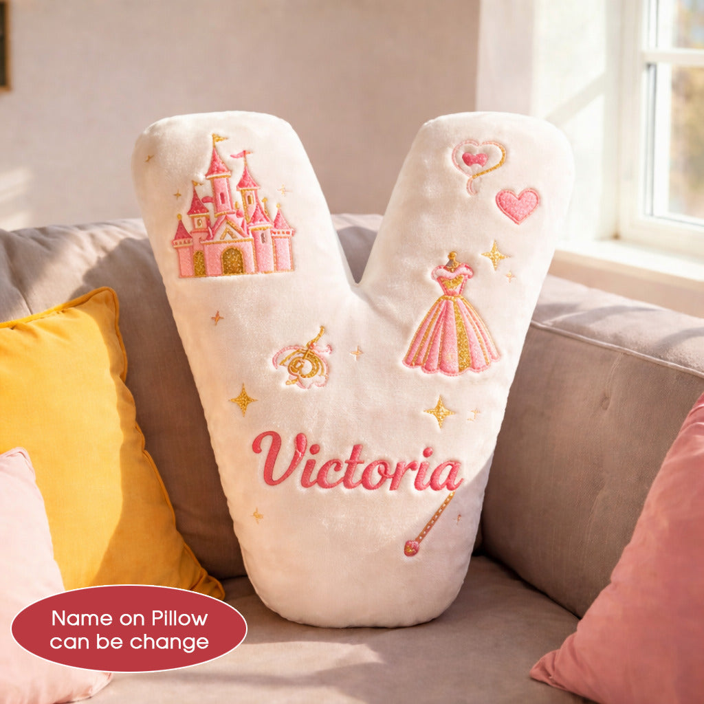 Dino and Princess Pillow Custom Name Gift  For Girls, Boys Irregular-Shaped Pillow Custom