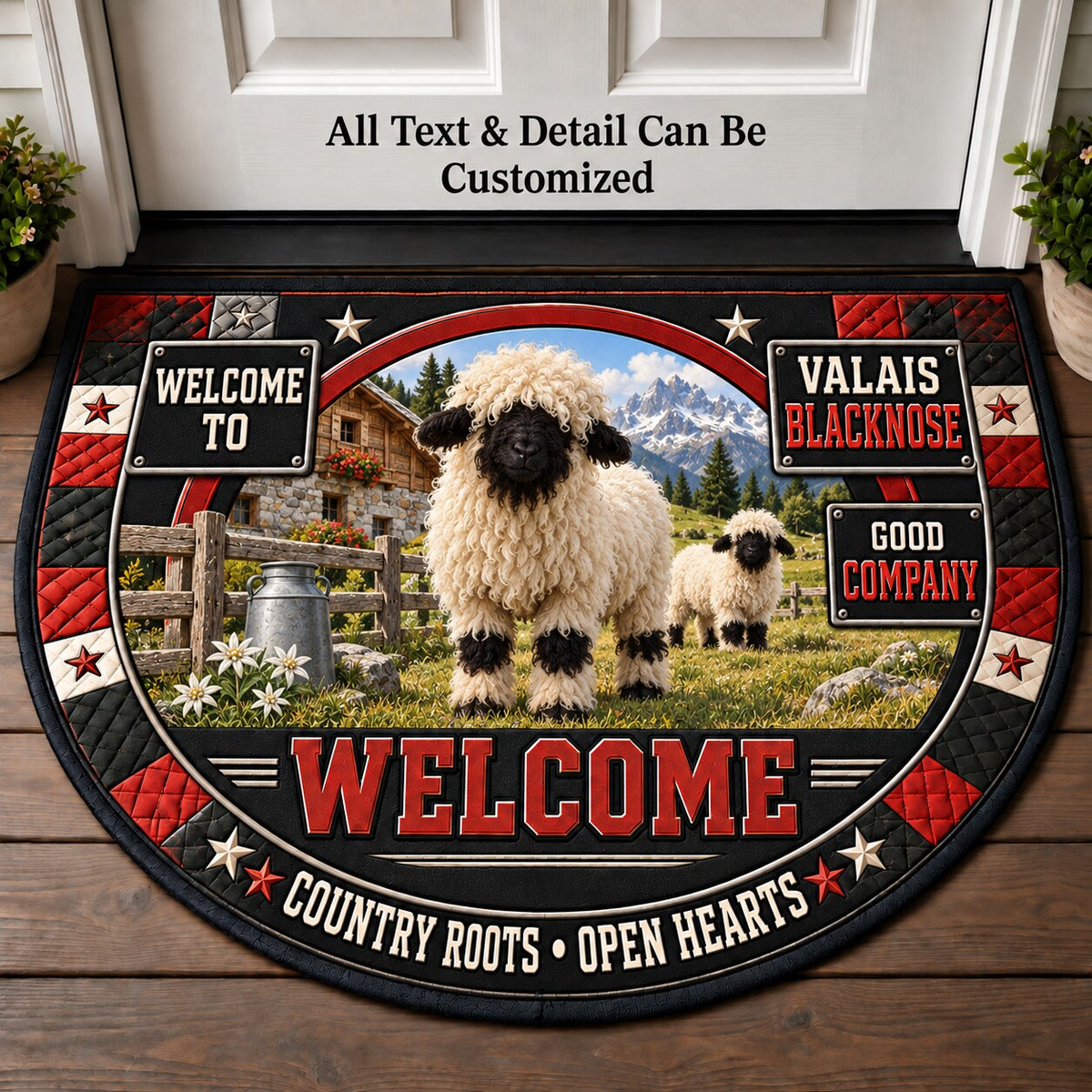Valais Blacknose Personalized Half Round Mat | 5To9Vibe