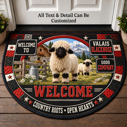 Valais Blacknose Personalized Half Round Mat | 5To9Vibe