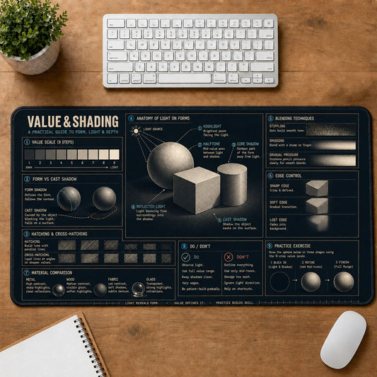 Value and Shading Creative Reference Guide Desk Mat | 5To9Vibe