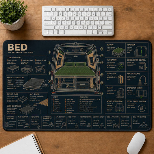 Van Life Bed Mobile Adventure Systems Guide Desk Mat | 5To9Vibe